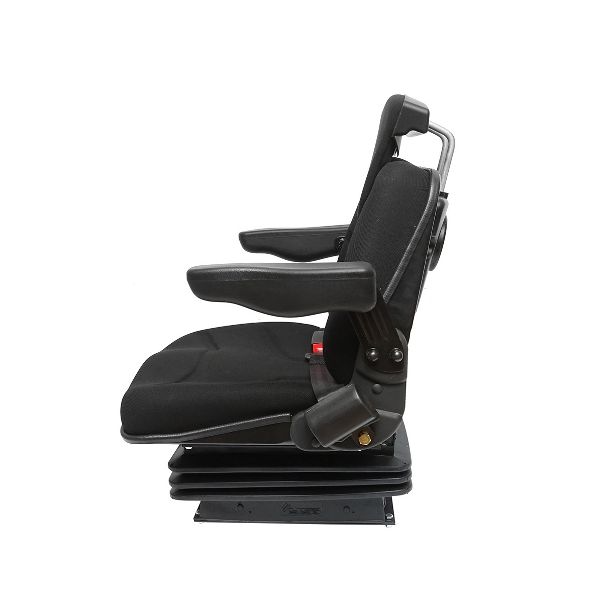 Scaun pentru tractor negru, reglabil cu cotiera, tetiera, centura si suspensie mecanica, latime sezut 455mm